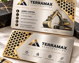 Customizable Luxury Metal Business Card, Executive Custom Logo, Personalized Black Gold Card