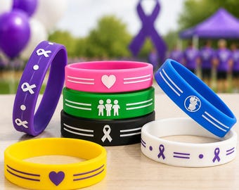 Custom Silicone Wristbands in Bulk – Personalized Rubber Bracelets for Fundraisers, Awareness & Charity Events