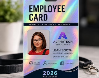 Custom Holographic Employee Cards, VIP Access, Membership, Event Passes, Employee ID, Staff Badges, Corporate