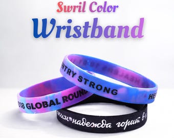 Custom SWIRL Silicone Wristbands | Rainbow Rubber Bracelet Logo, Bulk Fundraisers, Awareness, Charity, Valentine, Parties