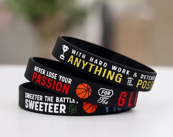 CUSTOM Debossed Engraved Wristbands | Rubber Bracelet with Logo, Bulk Fundraisers, Awareness, Festival, Charity, Valentine