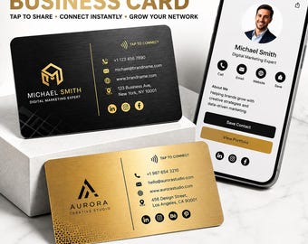 Custom Metal NFC Business Card | Full Color Printed | Tap to Share Contact Portfolio | Smart Digital Networking Card