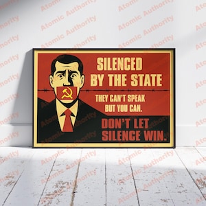 DIGITAL DOWNLOAD: Silenced by the State - Retro Anti-Communist Propaganda Poster, Political Wall Art, Printable Cold War Style Decor