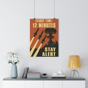 GICLÉE PRINT: Flight Time 12 Minutes - Cold War Propaganda Poster, Vintage Missile Strike Alert Art, Atomic Era Military Wall Print
