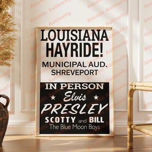 DIGITAL DOWNLOAD: Elvis Presley – Louisiana Hayride Poster | Vintage Rockabilly Printable Wall Art (1950s Concert Design)