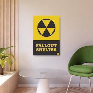 FALLOUT SHELTER Metal Sign - Cold War Civil Defense Wall Decor, Retro Atomic Age Survival Sign, Outdoor Indoor Vintage Plaque