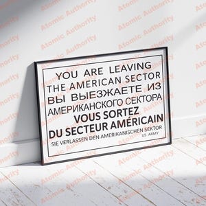 DIGITAL DOWNLOAD: Checkpoint Charlie Poster – Berlin Wall Sign Replica, Cold War Printable, East West Germany Decor