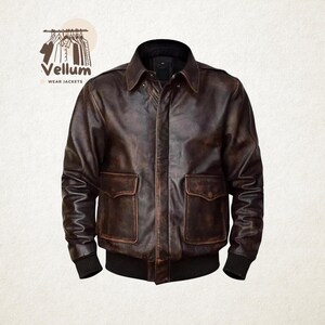 Limited Edition Vintage A2 Aviator Jacket – Distressed Brown Air Force Sheepskin Leather Coat