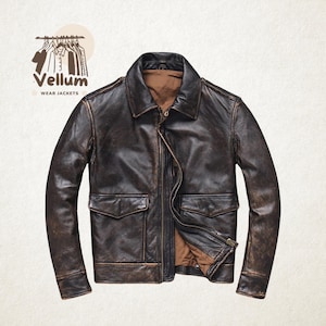 Blouson aviateur Ultimate A2 - Blouson aviateur en cuir marron effet vieilli pour homme | Style vintage de l'armée de l'air