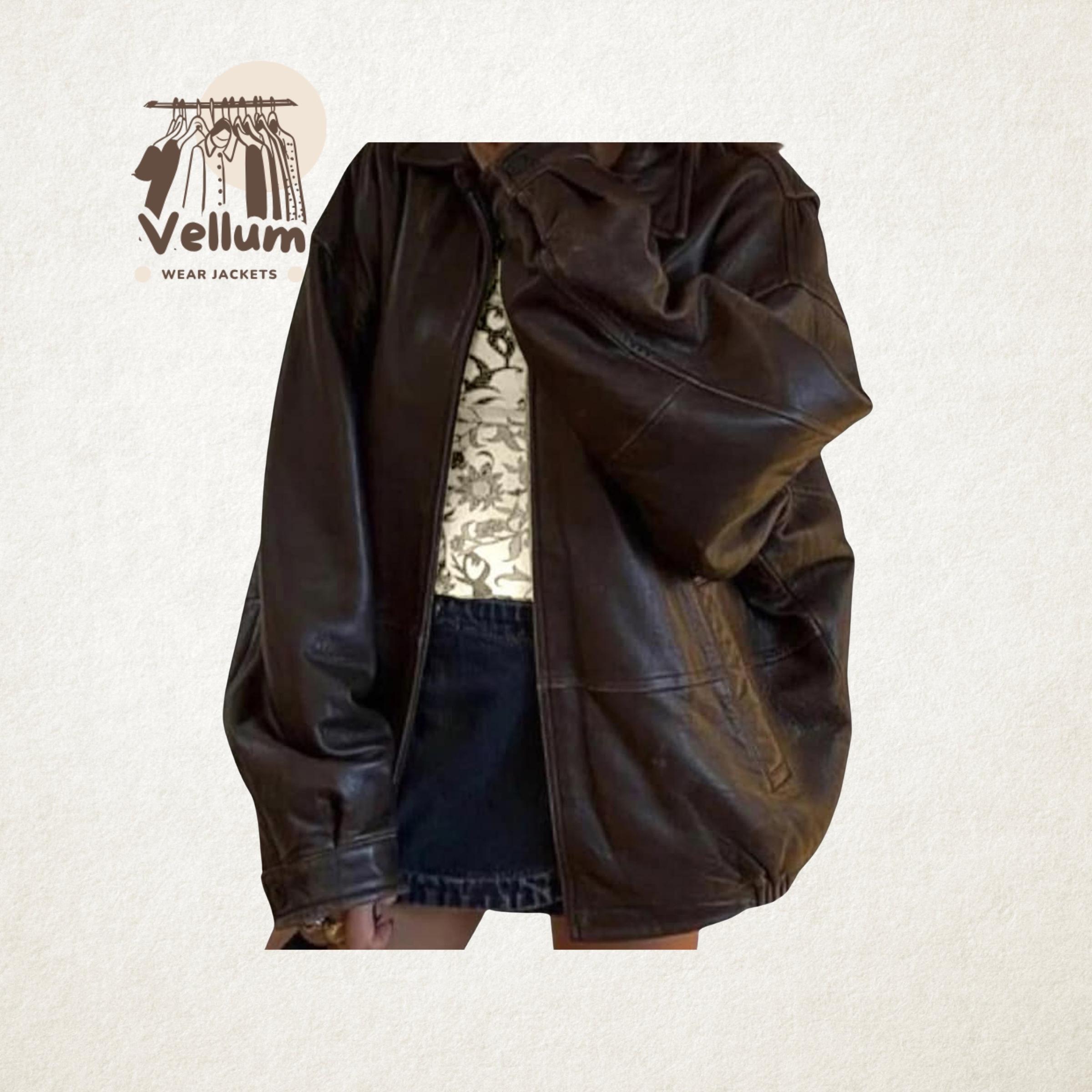 ジャケット・アウター 90s vintage dark brown lether jacket y2k Premium 90s Women's Bomber Jacket – Vintage Y2K Oversized Handmade