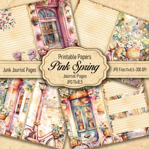 Pink Spring Junk Journal Kit – Printable Pages for Feminine Scrapbooking, Soft Floral Ephemera