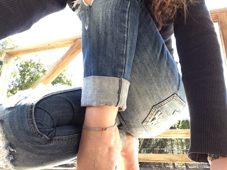 Tiny Rainbow Peyote Stitched Ankle Bracelet