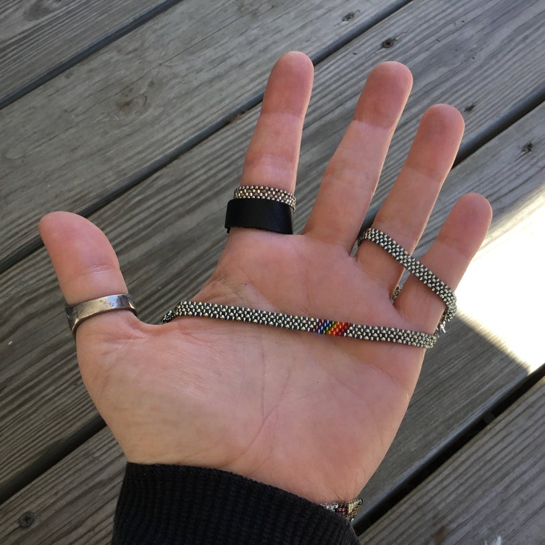 Tiny Rainbow Peyote Stitched Ankle Bracelet