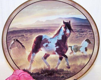 Horse Plate DESERT KING Wild and Free Series by Nancy Glazier Danbury Mint Collectors Equestrian Vintage Collectors Plate