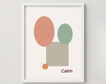 Boho Abstract Wall Art Printable | Neutral Minimalist Shapes Print, Scandinavian Beige Decor, Modern Digital Download
