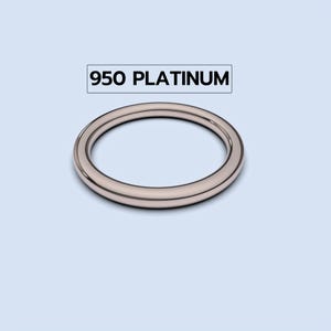950 platina 2 x 2 mm massieve band effen volledig ronde platina band, eenvoudige platina trouwringband dames heren, platina stapelringband