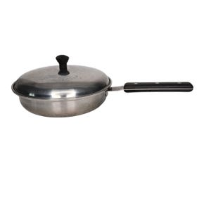 Vintage American Stainless Kitchen Company Thermalloy Pluramelt 1 quart Frying Pan & Lid 1 quart saute pan