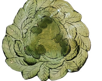 Vintage 70s Indiana Green Loganberry Bon Bon Bowl, Avocado Green Leaves & Berries Dish  Grandmacore, Fruit Bowl,  Serving Dish
