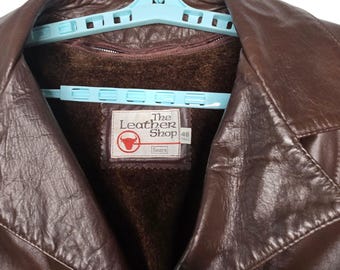 70s Brown the Leather Shop by Sears Men's Jacket, Sz 46 Tall