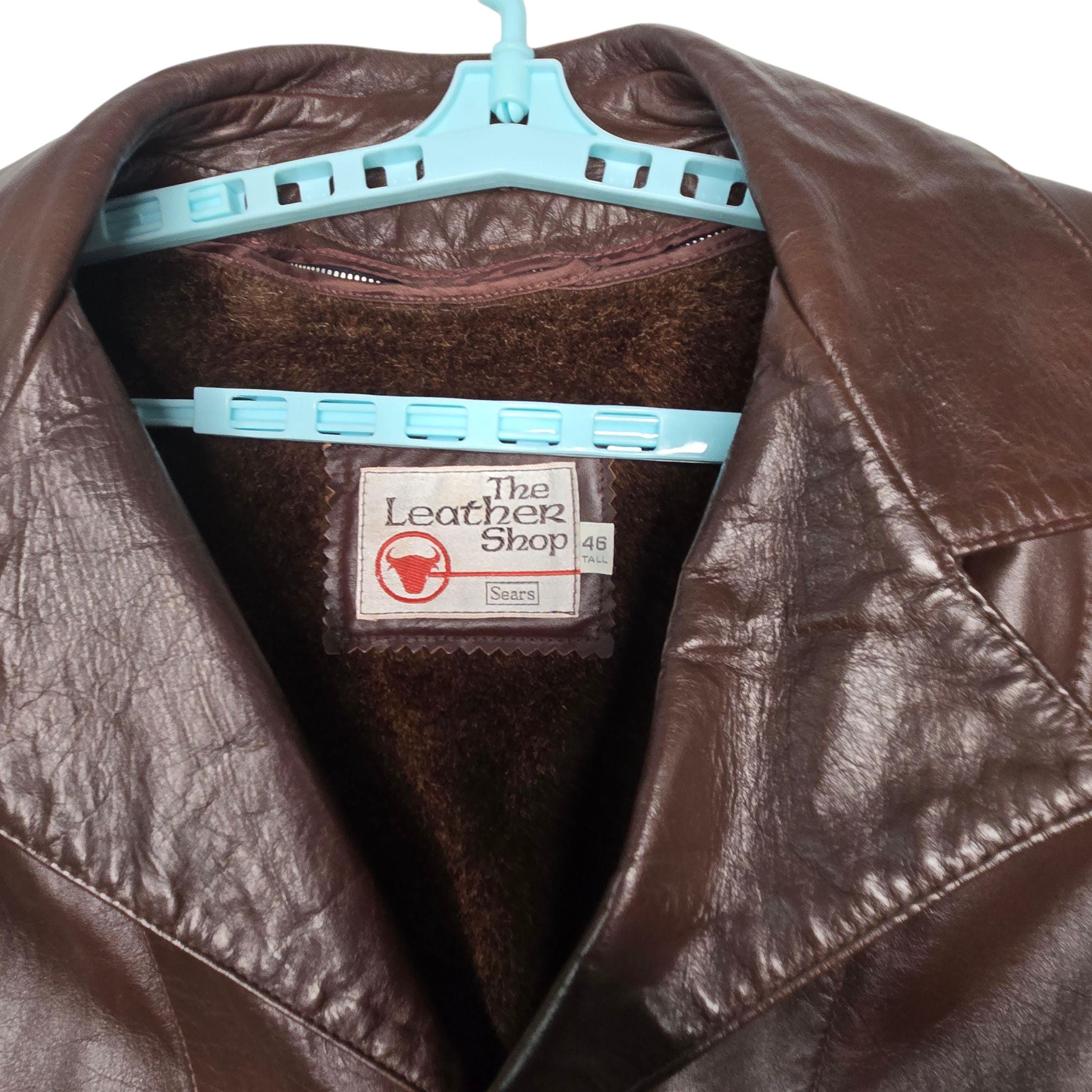 70s Brown the Leather Shop by Sears Men's Jacket, Sz 46 Tall