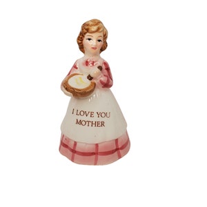 Vintage &quot;I Love You Mother&quot; Porcelain Bell by Norcrest, Gift For Mom