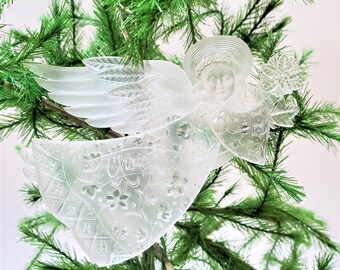 1979 Christmas Angel Clear Acrylic Ornament Hallmark Keepsake Ornament, Angel Christmas Ornament