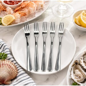 Vintage Narpro 18/10 Stainless Seafood Forks Set of 5 Cocktail Shellfish Forks