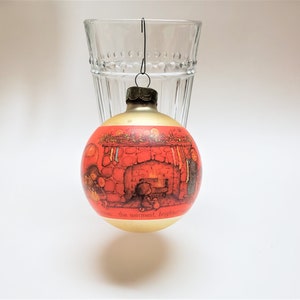 Vintage 1980 Christmas Charmer by Mary Hamilton Hallmark Ornament, Gold Glass Ball Christmas Ornament