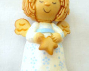 1978 Christmas Angel Hallmark Tree Trimmers Collection Ornament, Bread Dough Style Angel Holding a Star