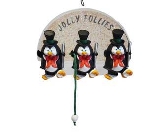 1987 Jolly Follies Hallmark Keepsake Ornament, Dancing Penguins Christmas Ornament