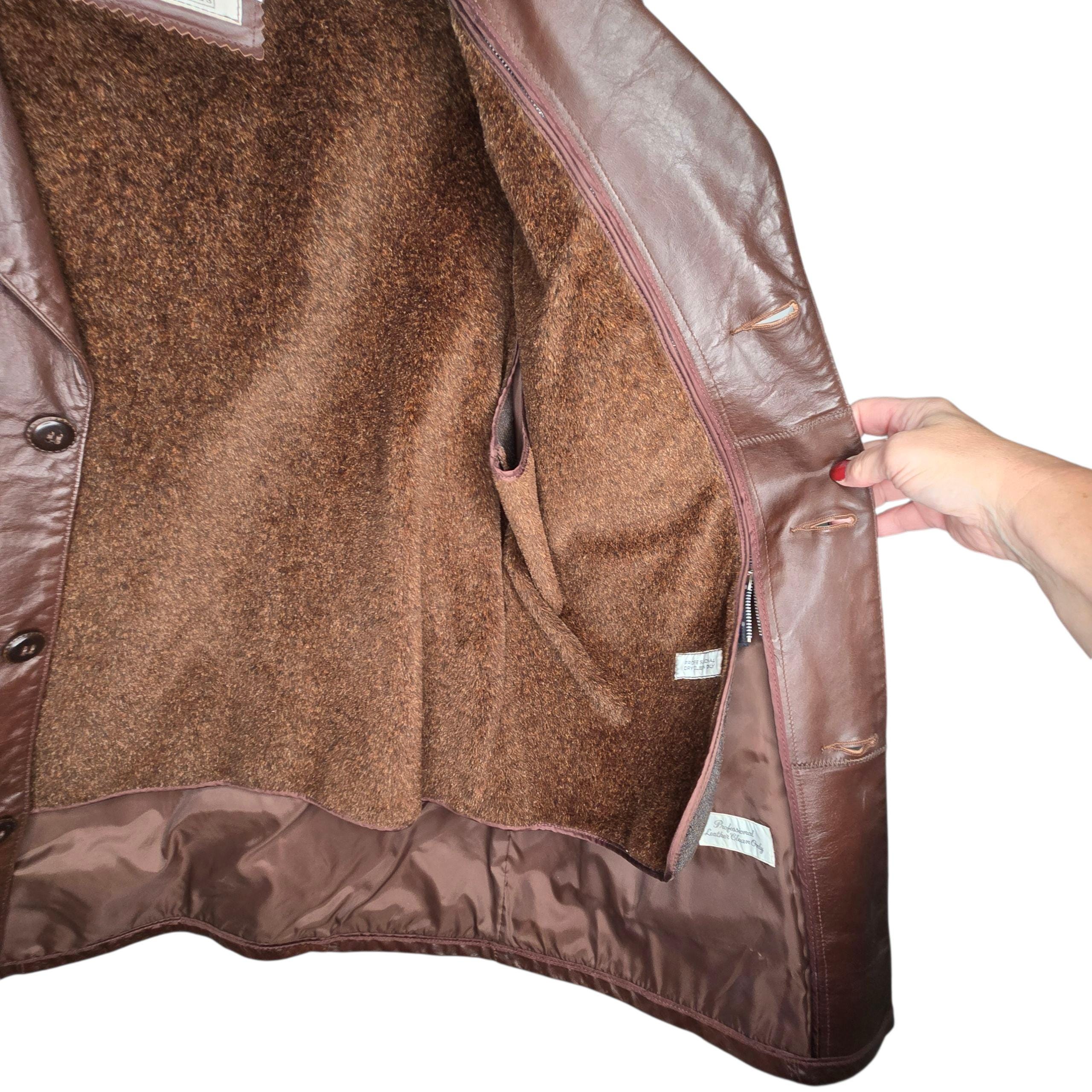 70s Brown the Leather Shop by Sears Men's Jacket, Sz 46 Tall