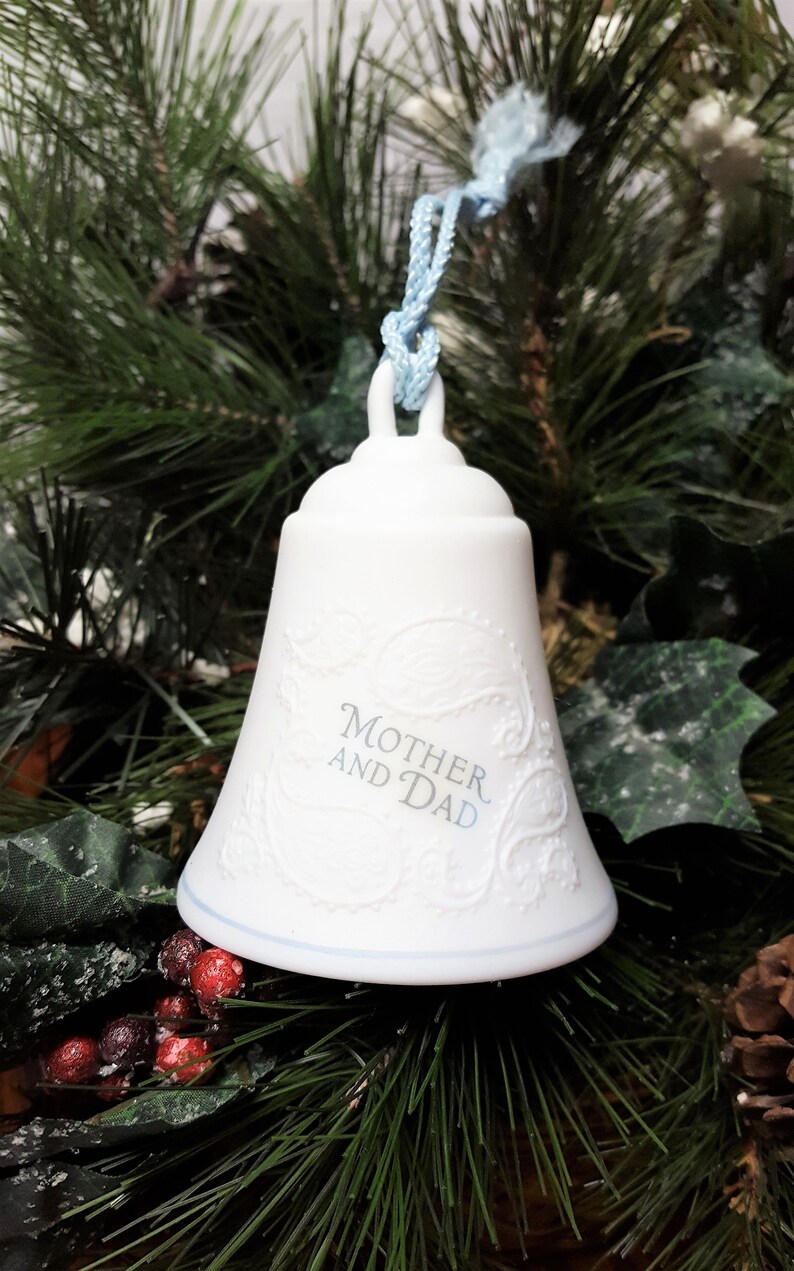 1985 Mother and Dad Ceramic Bell Hallmark Keepsake Christmas Ornament