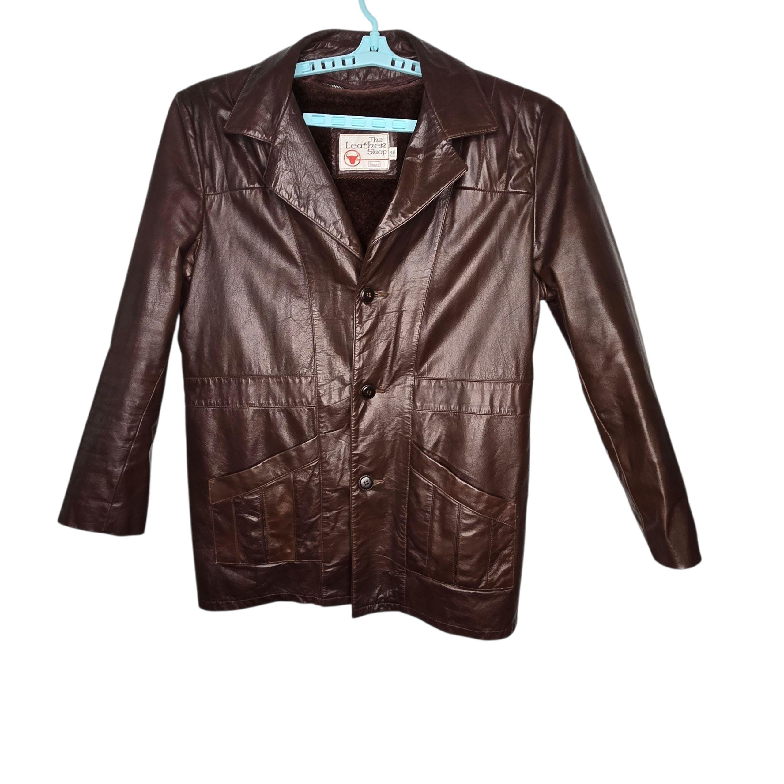 70s Sears The Leather Shop レザージャケット 70s Brown the Leather Shop by Sears Men's Jacket, Sz 46 Tall