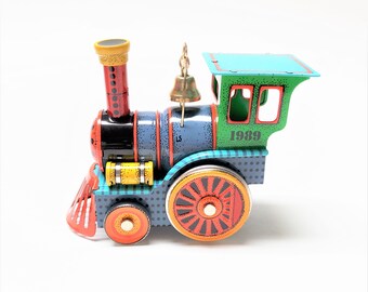 1989 Tin Locomotive Hallmark Keepsake Ornament Number 8 in The Series, Locomotive Christmas Ornament, Excellent Condition