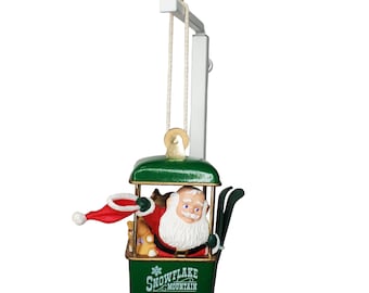 1985 Santa's Ski Trip Christmas Ornament, Santa in a Ski Lift Box Hallmark Keepsake Ornament