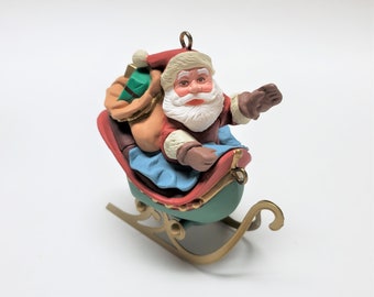 Vintage 1992 Santa Claus  from the Santa and His Reindeer Collection Hallmark Keepsake Ornament, Number Five of Five Ornaments in the Set