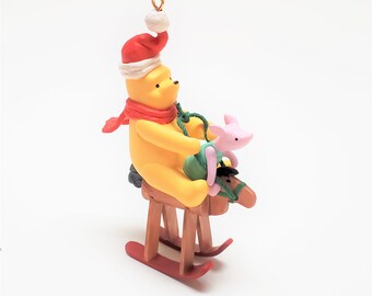 2002 Piglet's First Ride Hallmark Keepsake Ornament, Winnie the Pooh and Piglet on an Old-fashioned Sled