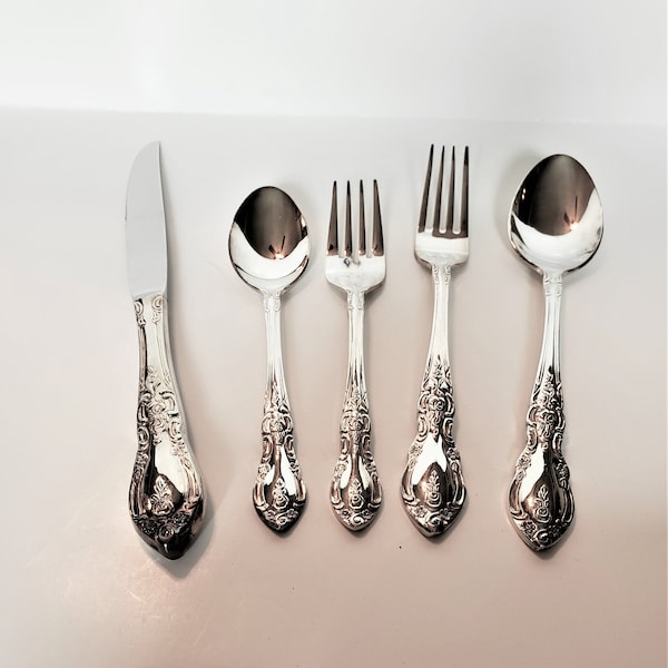 5 Piece Place Setting Napoli Stainless by TOWLE SILVER Flatware Set, Mint In Box, Vintage  1983