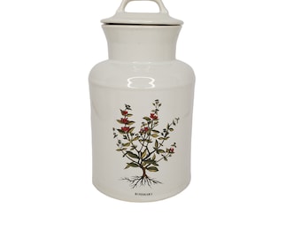 Pequeña hierba de romero temática vintage de la década de 1970 McCoy Pottery Canister, decoración de cocina retro, Grandmacore