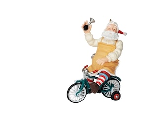 2002 Toymaker Santa, Hallmark Keepsake Ornament, Number 3 in Series, Santa On a Bicycle Christmas Ornament RARE