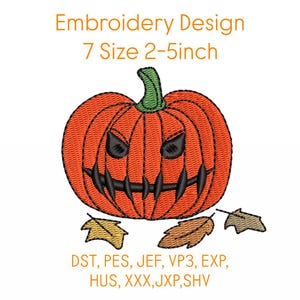Pumpkin Halloween Machine Embroidery Design | Fall Harvest Embroidery Pattern | 7 Sizes Instant Download