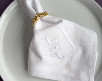 de table brodée à monogramme | 45 x 45 cm | 100 % coton