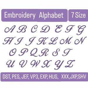 Capital Letters Alphabet Embroidery Design – 26 Uppercase Letters – 7 Sizes – Satin Stitch – Machine Embroidery Font – Digital Download