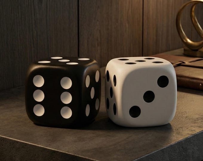 Featured listing image: Black White Stone Dice Decor – Modern Minimalist Desk Sculpture Set