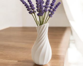 White Twisted Stone Vase – Small Modern Minimalist Decorative Accent