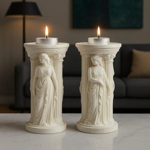 2-Piece Greek Goddess Candle Holder Set – Elegant Classical Decor