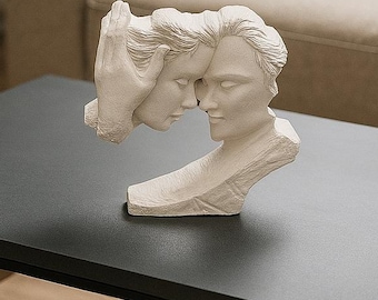 Abstract Lovers Statue – Minimalist Couple Sculpture Home Decor