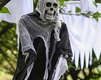 Hanging Grim Reaper Decoration – Halloween Skeleton Ghost Prop for Indoor & Outdoor