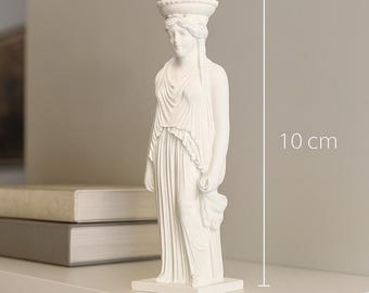 Greek Caryatid Statue – Mini Greek Goddess Sculpture, Handmade White Decor