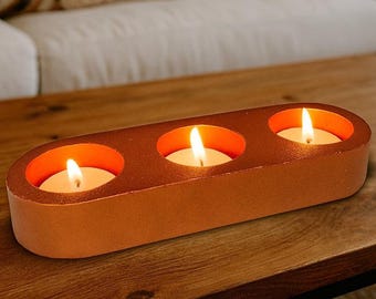 Rustic Tealight Holder Set: Vibrant Orange Glow - Free Tins Included